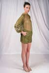 Buy_Seesa_Green Organza Silk Plain Shorts _Online_at_Aza_Fashions