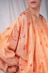 Buy_Seesa_Peach Crepe Silk Printed Floral Round Flared Top _Online_at_Aza_Fashions