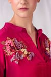 Buy_Seesa_Pink Crepe, Silk Embroidery Mandarin Collar Yoke Dress _Online_at_Aza_Fashions