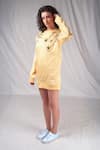 Seesa_Cream Organza Silk Embroidery Sunflower Round Sweatshirt Dress _Online_at_Aza_Fashions