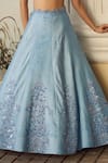 Buy_Sanjana Reddy Designs_Blue Falling Raw Silk Floral, Sequin Sweetheart Embroidered Lehenga And Blouse Set_Online_at_Aza_Fashions