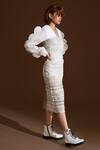 Archana Rao_White Dress  Tulle Embroidered Lace Shirt  Leaf Neck Tube With  _Online_at_Aza_Fashions