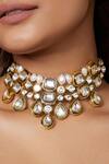 joules by radhika_Polki Embellished Choker Necklace_Online_at_Aza_Fashions