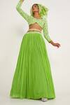 Buy Asaga Green Crepe, Chiffon Embroidery, Tassels Sweetheart Daisy Waistband Lehenga Set Online at Aza Fashions Buy_Asaga_Green Crepe, Chiffon Embroidery, Tassels Sweetheart Daisy Waistband Lehenga Set _Online_at_Aza_Fashions
