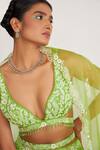 Asaga Green Silk, Organza, Viscose Embroidery, Lace V-neck Cora Waistband Lehenga Set Online at Aza Fashions Asaga_Green Silk, Organza, Viscose Embroidery, Lace V-neck Cora Waistband Lehenga Set _Online_at_Aza_Fashions