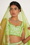 Asaga Green Silk, Organza, Viscose Embroidery Rylee Floral Waistband Lehenga Set Online at Aza Fashions Asaga_Green Silk, Organza, Viscose Embroidery Rylee Floral Waistband Lehenga Set _Online_at_Aza_Fashions