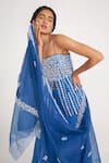 Shop_Asaga_Blue Silk, Organza, Georgette Embroidery Square Neck Grace Top Sharara Set _Online_at_Aza_Fashions
