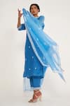Asaga Blue Chanderi, Organza, Muslin Embroidery V-neck Alice Neckline Kurta Set Online at Aza Fashions Asaga_Blue Chanderi, Organza, Muslin Embroidery V-neck Alice Neckline Kurta Set _Online_at_Aza_Fashions