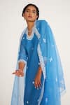 Buy Asaga Blue Chanderi, Organza, Muslin Embroidery V-neck Alice Neckline Kurta Set Online at Aza Fashions Buy_Asaga_Blue Chanderi, Organza, Muslin Embroidery V-neck Alice Neckline Kurta Set _Online_at_Aza_Fashions