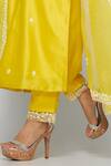 Buy Asaga Yellow Chanderi, Muslin, Organza Embroidery V-neck Iris Floral Kurta Set Buy_Asaga_Yellow Chanderi, Muslin, Organza Embroidery V-neck Iris Floral Kurta Set