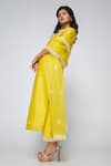 Buy Asaga Yellow Chanderi, Muslin, Organza Embroidery V-neck Iris Floral Kurta Set Online at Aza Fashions Buy_Asaga_Yellow Chanderi, Muslin, Organza Embroidery V-neck Iris Floral Kurta Set _Online_at_Aza_Fashions