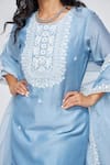 Asaga_Blue Chanderi Embroidered Floral Round Bella Kurta Set _at_Aza_Fashions