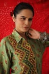 Shachi Sood_Green Dupion Silk And Embroidery Floral Shirt & Pant Set _Online_at_Aza_Fashions