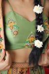 Shachi Sood_Green Dupion Silk And Embroidery Floral Jacket Open Pant Set _Online_at_Aza_Fashions