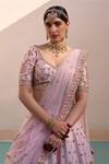 Angad Singh_Pink Silk, Net Sequins, Embroidery, Zari Bridal Lehenga Set _Online_at_Aza_Fashions