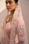 Buy_Angad Singh_Pink Raw Silk Embroidered Zardozi Plunge Neck Floral Pastel Bridal Lehenga Set_Online_at_Aza_Fashions