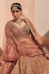 Buy_Angad Singh_Yellow Organza Embroidery Zardozi Leaf Neck Thread Bridal Lehenga Set