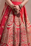 Buy_Angad Singh_Red Raw Silk Embroidered Zardozi Plunge Neck Bridal Lehenga Set _Online_at_Aza_Fashions