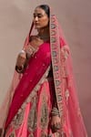 Shop_Angad Singh_Pink Silk Sequins, Zari Velvet Applique Embroidered Raw Bridal Lehenga Set _Online_at_Aza_Fashions