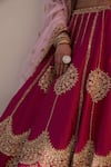 Angad Singh_Wine Silk, Chiffon Cut Work, Embroidered Scallop Border Bridal Lehenga Set _at_Aza_Fashions