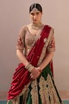 Angad Singh Green Silk, Net Embroidery, Cut Work, Sequins Applique Raw Bridal Lehenga Set at Aza Fashions Angad Singh_Green Silk, Net Embroidery, Cut Work, Sequins Applique Raw Bridal Lehenga Set _at_Aza_Fashions