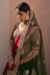 Buy Angad Singh Green Silk, Net Embroidery, Cut Work, Sequins Applique Raw Bridal Lehenga Set Buy_Angad Singh_Green Silk, Net Embroidery, Cut Work, Sequins Applique Raw Bridal Lehenga Set