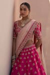 Buy_Angad Singh_Pink Silk Sequins, Zari Asymmetric And Zardozi Embroidered Bridal Lehenga Set _Online_at_Aza_Fashions