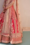 Buy_Angad Singh_Red Raw Silk Embroidered Zardozi Plunge Neck Bridal Lehenga Set _Online_at_Aza_Fashions