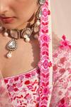 Angad Singh_Pink Raw Silk Embroidery Zardozi Leaf Neck Floral Bridal Lehenga Set 