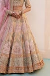Angad Singh_Gold Organza Embroidery Zardozi Leaf Neck Bridal Lehenga Set_at_Aza_Fashions