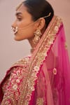 Shop_Angad Singh_Pink Raw Silk Embroidered Zardozi Plunge V Neck Bridal Lehenga Set _Online_at_Aza_Fashions