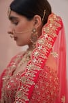 Shop_Angad Singh_Red Raw Silk Embroidery Zardozi Leaf Neck Work Bridal Lehenga Set_Online_at_Aza_Fashions