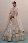 Buy_Angad Singh_Ivory Raw Silk Embroidery Zardozi Leaf Neck Floral Bridal Lehenga Set _at_Aza_Fashions