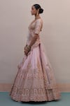 Angad Singh_Pink Silk, Net Zari, Sequins, Cut Work, Thread Embroidered Bridal Lehenga Set _Online_at_Aza_Fashions