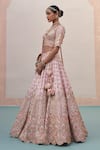 Buy_Angad Singh_Pink Raw Silk Embroidery Zardozi Leaf Neck Bridal Lehenga Set _Online_at_Aza_Fashions