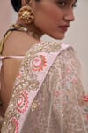 Shop_Angad Singh_Pink Raw Silk Embroidery Zardozi Leaf Neck Bridal Lehenga Set _Online_at_Aza_Fashions