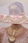 Angad Singh_Pink Raw Silk Embroidery Zardozi Leaf Neck Bridal Lehenga Set _at_Aza_Fashions