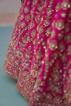 Shop_Angad Singh_Pink Raw Silk Embroidery Zardozi Leaf Neck Sequin Bridal Lehenga Set _Online_at_Aza_Fashions