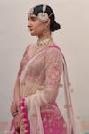 Buy_Angad Singh_Pink Raw Silk Embroidery Zardozi Leaf Neck Sequin Bridal Lehenga Set 