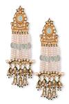 Auraa Trends_Green Stones, Pearls Kundan Embellished Dangler Earrings _Online_at_Aza_Fashions
