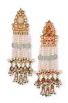 Buy_Auraa Trends_Green Stones, Pearls Kundan Embellished Dangler Earrings _Online_at_Aza_Fashions