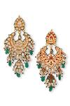 Shop_Auraa Trends_Green Kundan Polki And Beads Embellished Chandbalis _Online_at_Aza_Fashions