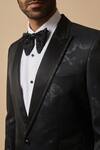 Philocaly_Blue Wool Silk Blend Floral Brocade Baccara Tuxedo _Online_at_Aza_Fashions