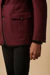 Buy_Philocaly_Wine 100% Wool Plain Patch Pocket Blazer _Online_at_Aza_Fashions