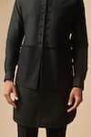 Buy_Philocaly_Black 100% Silk Plain Pintuck Detail Bundi Jacket _Online_at_Aza_Fashions