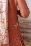 Philocaly_Orange 100% Silk Embroidery Dori Varnan Floral Sherwani Set _at_Aza_Fashions