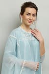 Buy_Kefi Collections_Blue Cotton Chanderi Embroidered And Aasmaani Yoke Kurta Set  _Online_at_Aza_Fashions