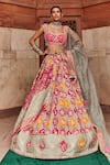 Buy_Aditi Gupta_Pink Banarasi Embroidery Zardozi Chanderi Meenakari Work Lehenga Set  _Online_at_Aza_Fashions