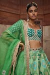 Buy_Aditi Gupta_Green Banarasi Chanderi Butterflies And Pattern Bridal Lehenga Set _Online_at_Aza_Fashions