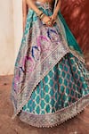 Buy_Aditi Gupta_Blue Banarasi Woven And Embroidered Vintage Pattern Bridal Lehenga Set _Online_at_Aza_Fashions